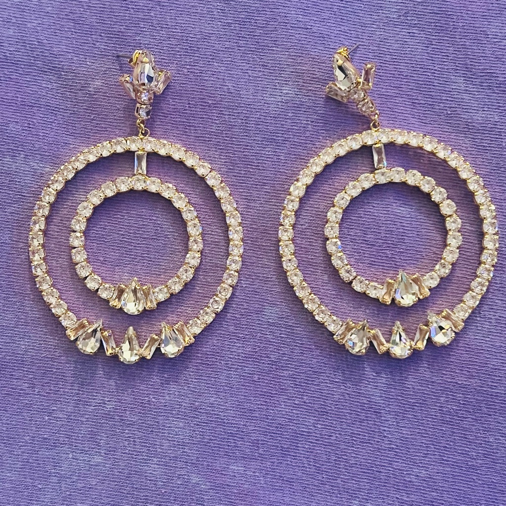Adrienne Houghton Gold Tone Beautiful Statement Earrings